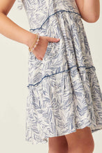 Load image into Gallery viewer, Botanical Print Tiered Tie Shoulder Dress

