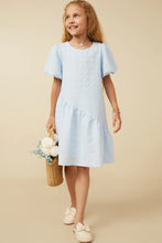 Load image into Gallery viewer, Textured Puff Sleeve Asymmetric Dress
