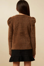 Load image into Gallery viewer, Checkered Mohair Accent Shoulder Knit Top
