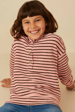 Load image into Gallery viewer, Textured Stripe Knit 1/2 Button Up Top
