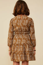 Load image into Gallery viewer, Notch Detail Long Sleeve Floral Embroidered Dress
