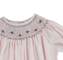 Load image into Gallery viewer, Pink Bishop dress with blue smocking
