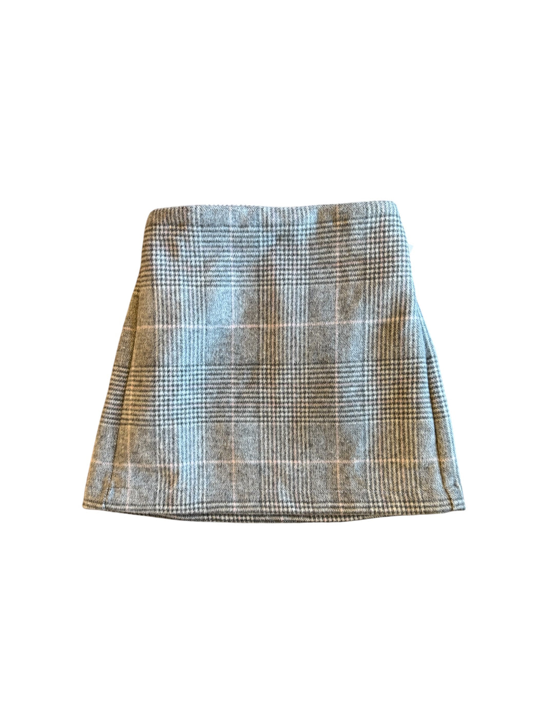 Flat Front Skirt - Gray & Pink Plaid