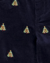Load image into Gallery viewer, Boys Tinsel pants with Christmas trees - Navy
