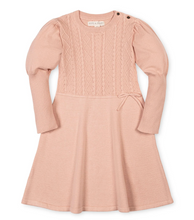 Load image into Gallery viewer, Organic Cable Bodice Sweater Dress - Blush

