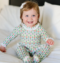 Load image into Gallery viewer, Lucy's Girl's Romper - Tree Topper Bows

