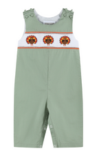 Load image into Gallery viewer, Turkey Smocked Overalls - Sage
