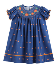 Load image into Gallery viewer, Blue Pumpkin Smocked print dress
