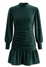 Load image into Gallery viewer, Serena Dress - Hunter Green Velour
