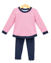 Load image into Gallery viewer, Reagan Pant Set- Pink Stripe/Navy
