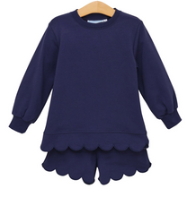 Load image into Gallery viewer, Sophia Scalloped Set- Navy

