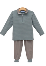 Load image into Gallery viewer, Tucker Pullover Set- Sage Stripe/Beige
