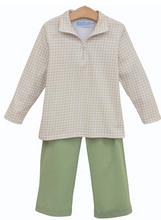 Load image into Gallery viewer, Tucker Pullover Set- Khaki Gingham/Sage
