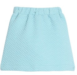 Quilted Mini Skirt - Aqua Quilted Trellis