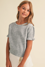 Load image into Gallery viewer, Girls Puff Sleeve Sweater - Multi Blue

