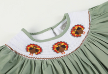 Load image into Gallery viewer, Turkey smocked bishop dress - Sage
