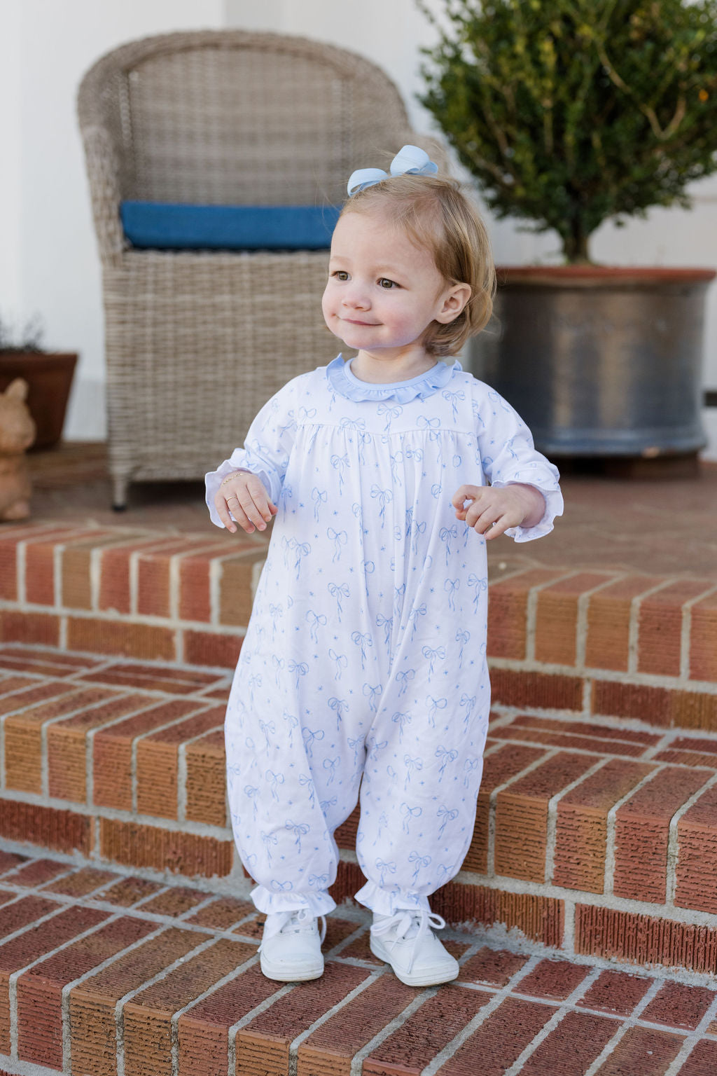 Lila Long Bubble - Blue Bows Knit