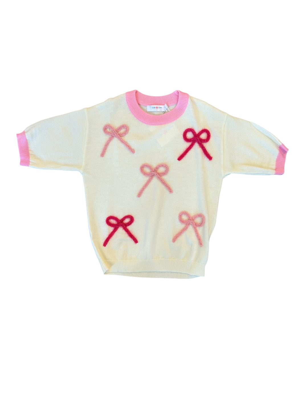 Pink Bows Cream Sweater