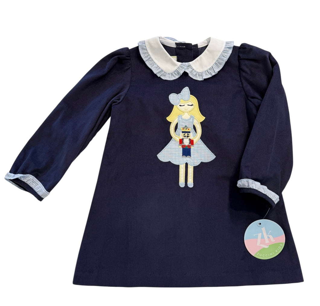 Nutcracker Louisa Dress - Navy Blue Corduroy