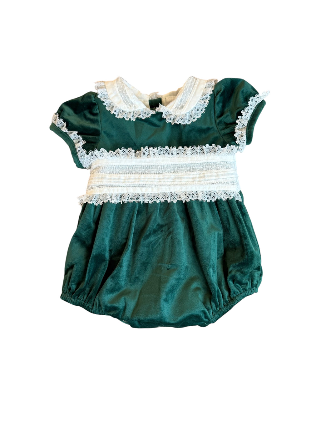 Sky Sash Waist Bubble - Green Velvet