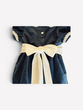 Load image into Gallery viewer, Scarlet Navy Velvet Dress with Sash
