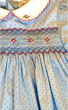 Load image into Gallery viewer, Smocked Fall dress in Blue and Red
