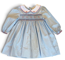 Load image into Gallery viewer, Smocked Fall dress in Blue and Red
