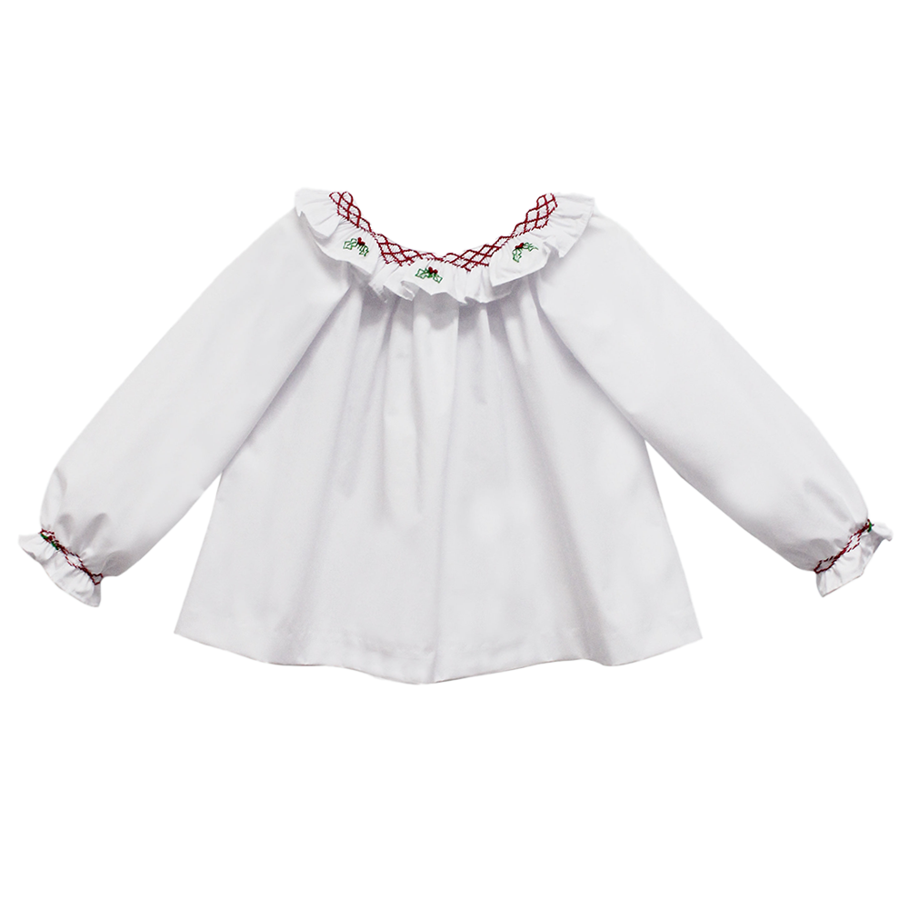 Poinsettia Scarlett Blouse - White Corduroy