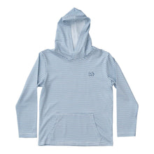 Load image into Gallery viewer, Pro Performance Hoodie Fishing Tee - Captain&#39;s Blue Stripe
