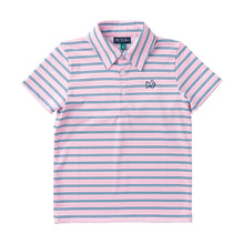 Load image into Gallery viewer, Short Sleeve Pro Performance Polo - Pink Frosting Sea Island Stripe
