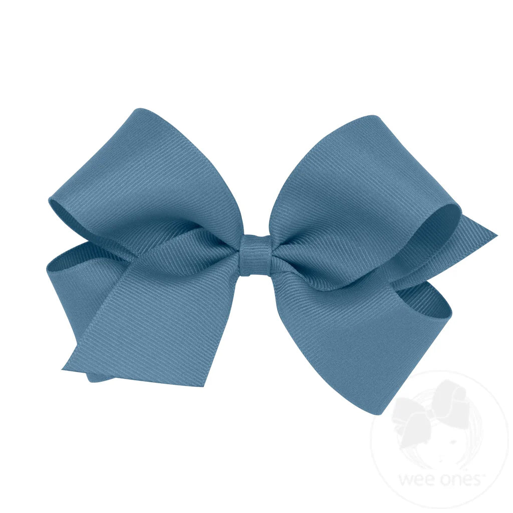 Grosgrain Hair Bow Plain Wrap - Denim