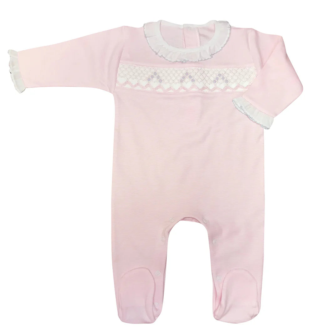 Pink and Blue Smocked Footie