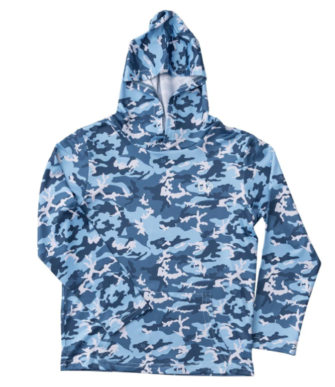 Pro Performance Hoodie Fishing Tee - Blue Camo