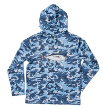 Load image into Gallery viewer, Pro Performance Hoodie Fishing Tee - Blue Camo
