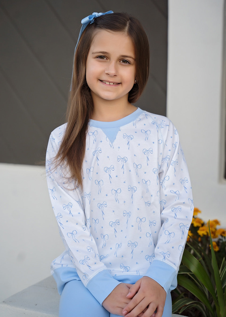 Sidney Sweatshirt - Blue Bows Knit