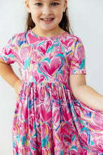 Load image into Gallery viewer, S/S Pocket Twirl Dress - Sweetheart Scribble
