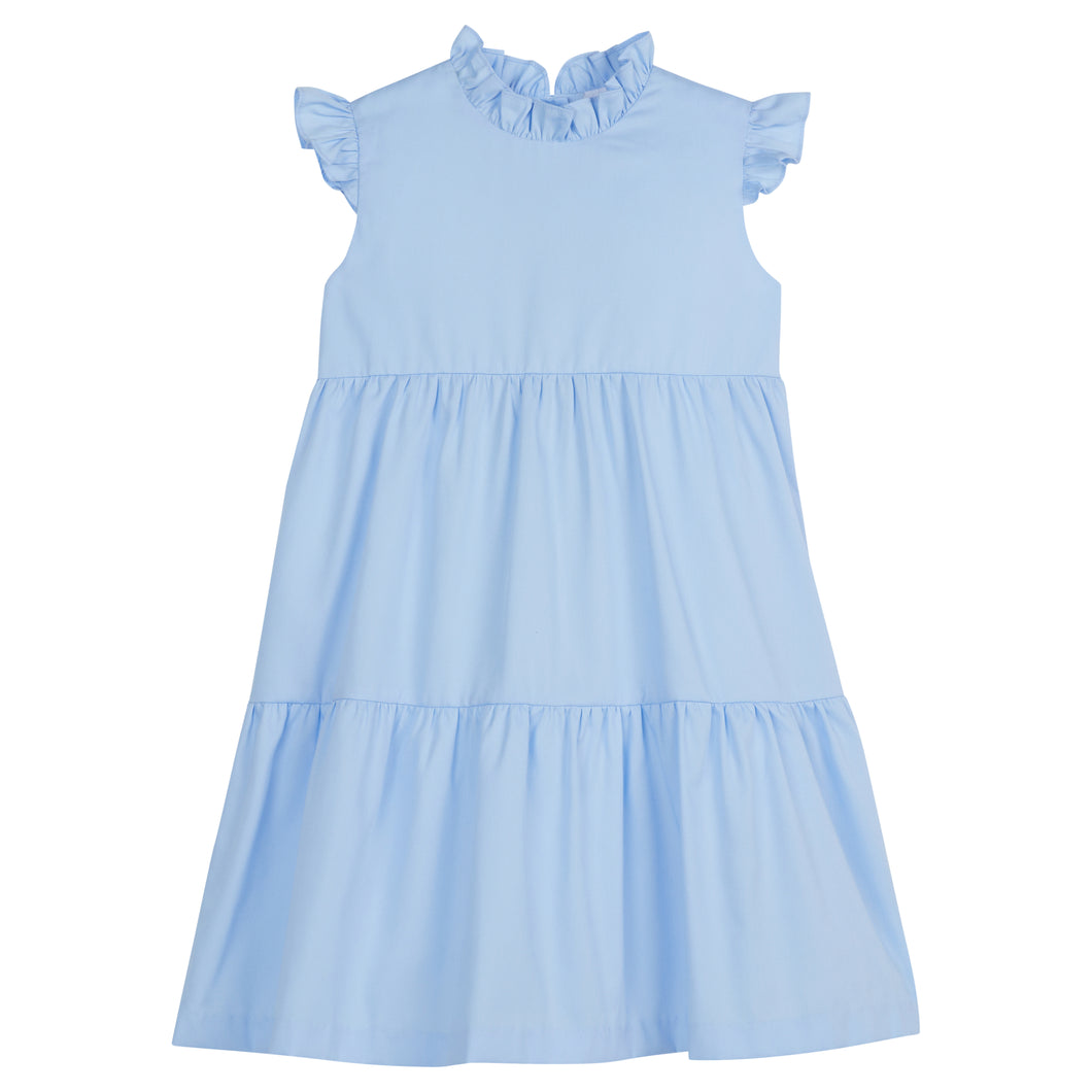 Tiered Charleston Dress - Light Blue Pique