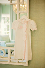 Load image into Gallery viewer, Evelyn Smocked Gown - White w/ Pink
