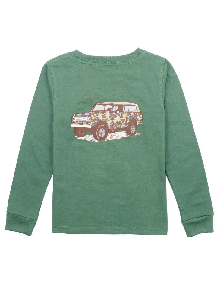 Boy's Camo Truck Long Sleeve Tee - Green