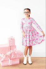 Load image into Gallery viewer, L/S Pocket Twirl Dress - Jingle Bows
