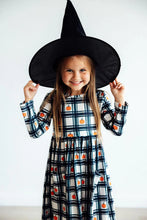 Load image into Gallery viewer, L/S Pocket Twirl Dress - Plaid Pumpkins
