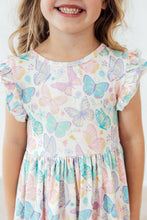 Load image into Gallery viewer, Flutter Sleeve Twirl Dress - Fluttering Butterflies
