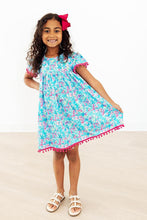 Load image into Gallery viewer, Pom Pom Dress - Aqua Garden
