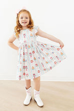 Load image into Gallery viewer, Flutter Sleeve Twirl Dress - Birthday Cakes
