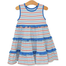 Load image into Gallery viewer, Tinsley Twirl Dress Patriotic Stripe
