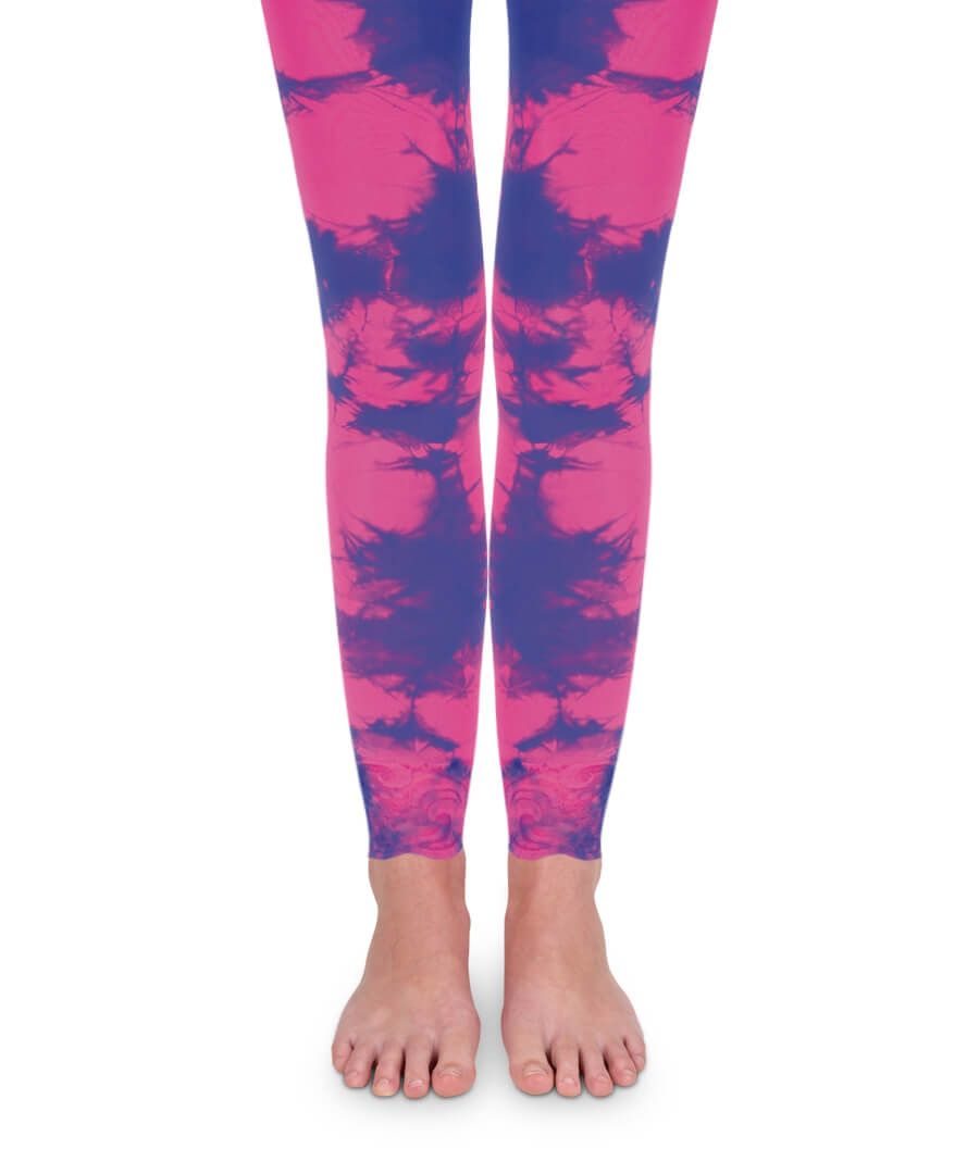 Lace Tie Dye Footless Tights - Neon Pink/Purple