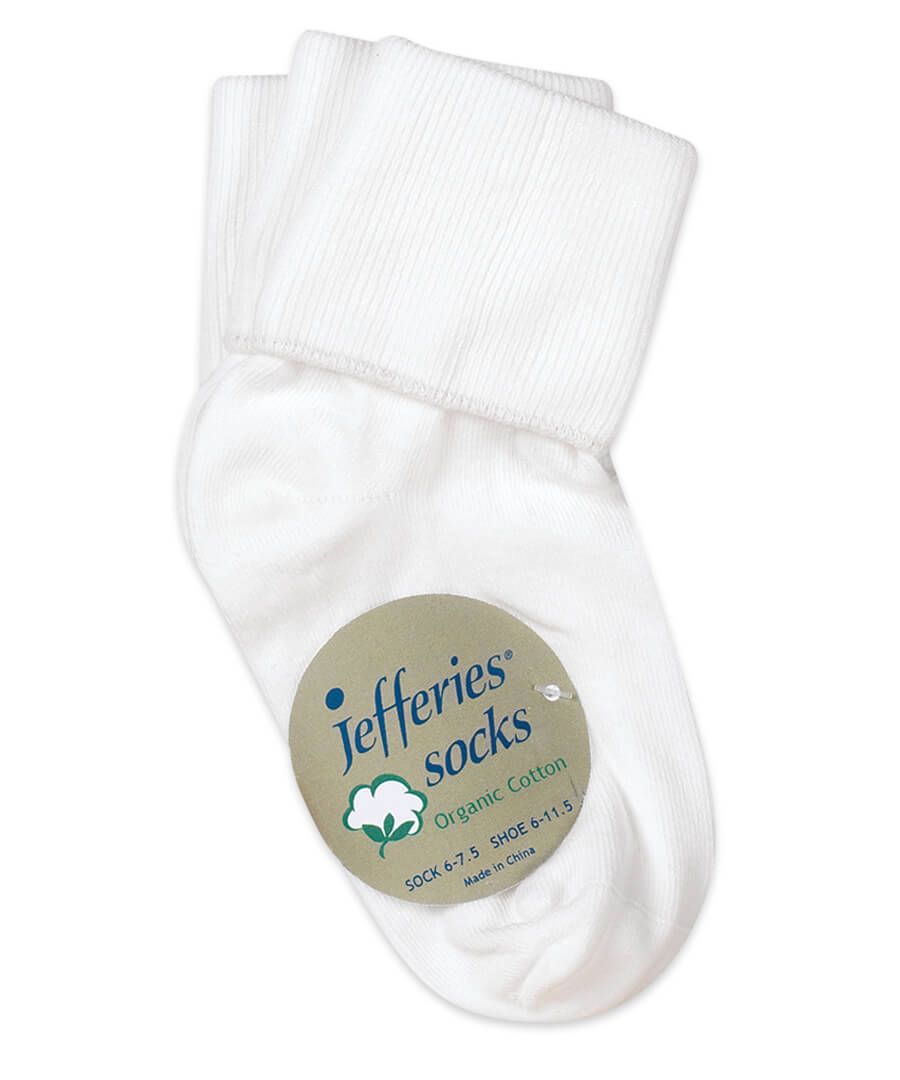 Smooth Toe Organic Cotton Turn Cuff Socks - 3 Pair Pack