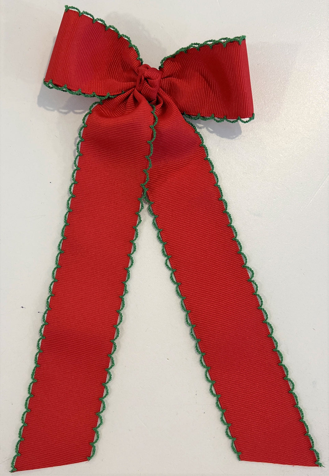 Moonstitch Bowtie with Streamer Tails - Red w/ Green