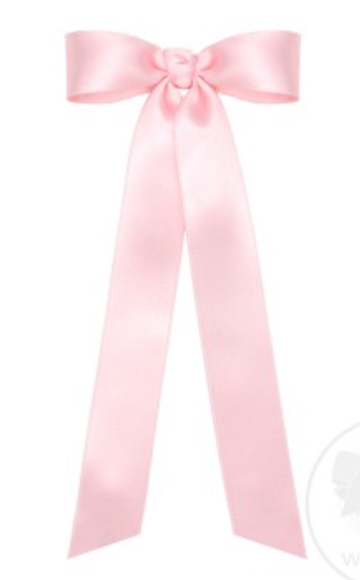 Medium French Satin Bowtie with Streamer Tails - Light Pink