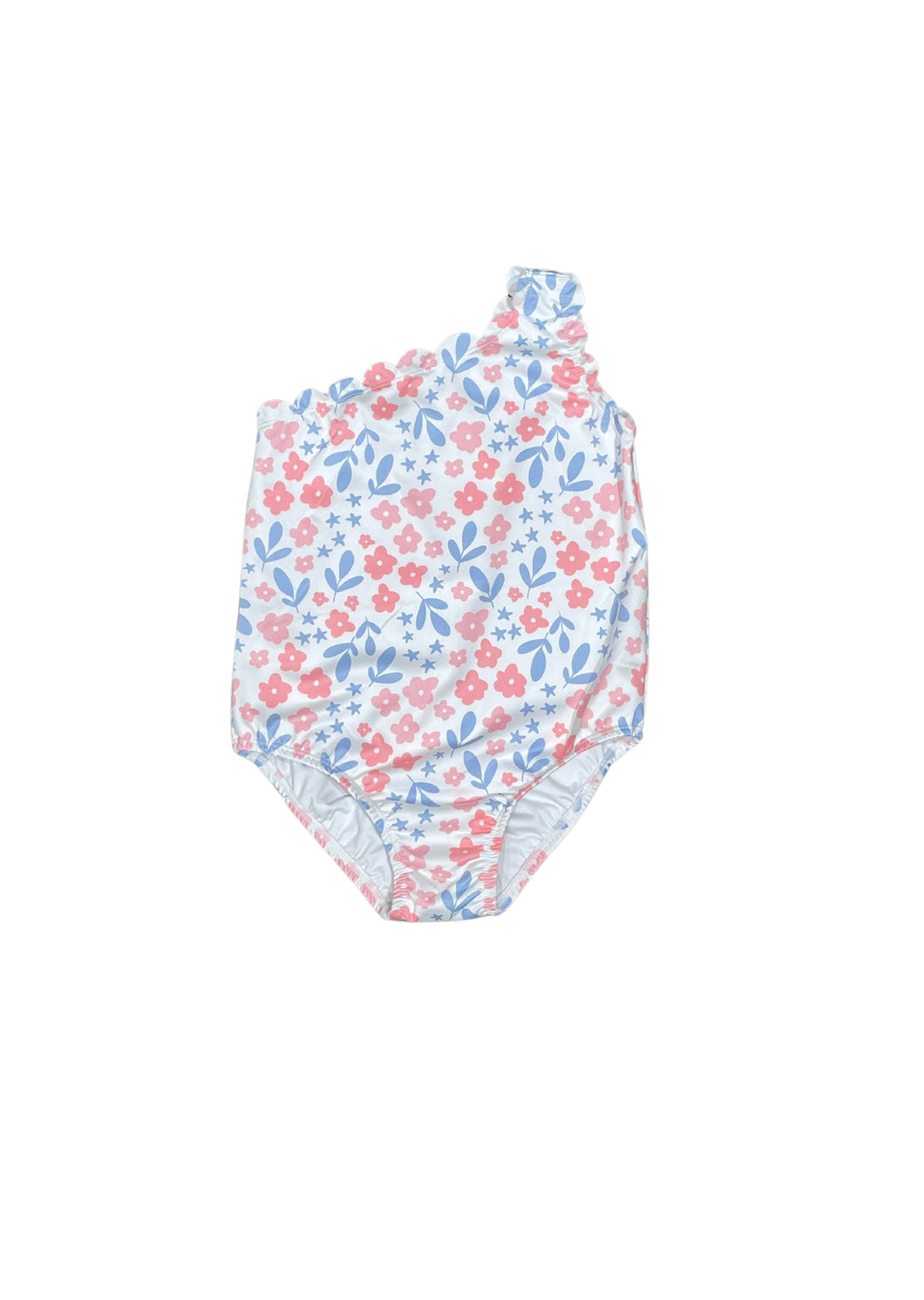 One-Piece Scalloped Swimsuit - Pink & Lavender Floral